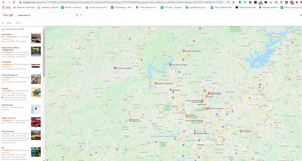 Google Search Maps Local Pack Search Example