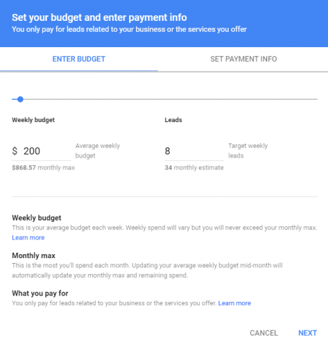 Screenshot of LSA budget module in LSA dashboard