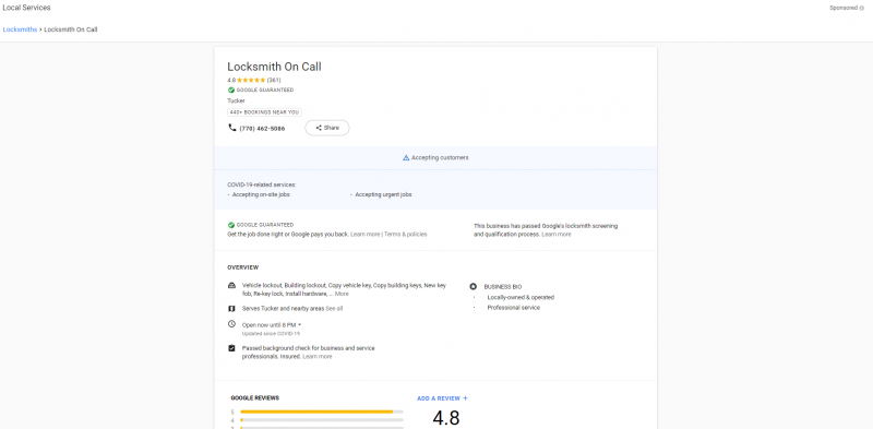 Screenshot Local Service Ads landing page